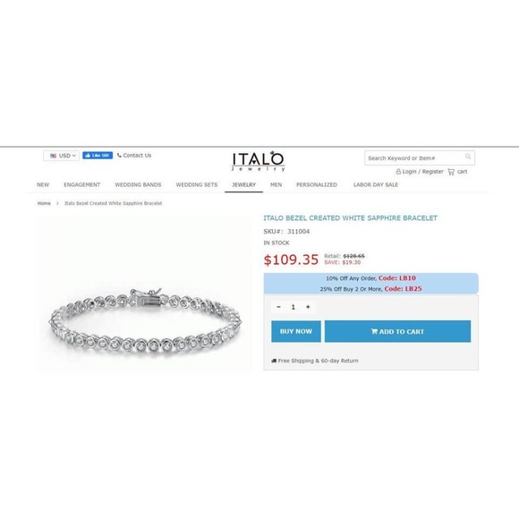 Italo Bezel Created White Sapphire Bracelet - Picture 8 of 8